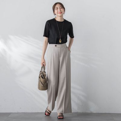 【ＷＥＢ限定】【３サイズ】５分袖ニットＴシャツ≪洗濯機で洗える≫