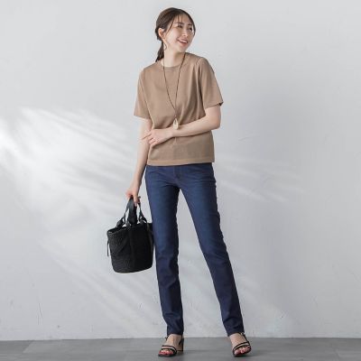 【ＷＥＢ限定】【３サイズ】５分袖ニットＴシャツ≪洗濯機で洗える≫