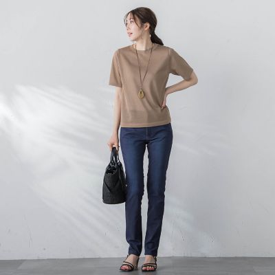 【ＷＥＢ限定】【３サイズ】５分袖ニットＴシャツ≪洗濯機で洗える≫