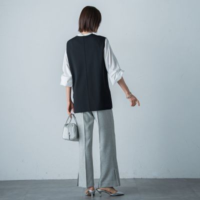 コットン混スムースベスト≪手洗い可能≫