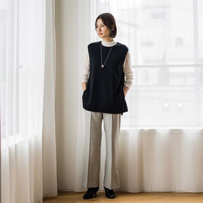 コットン混スムースベスト≪手洗い可能≫