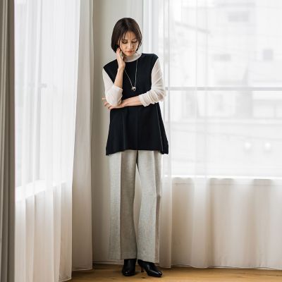 コットン混スムースベスト≪手洗い可能≫