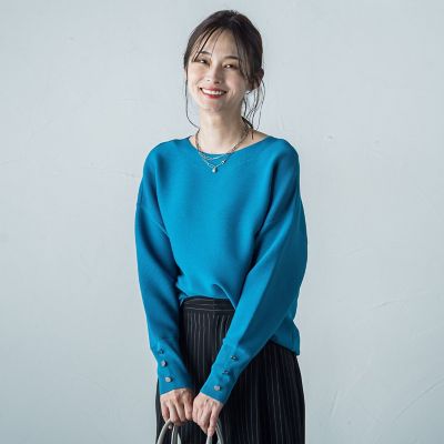 【ＷＥＢ限定】袖ボタンガーターニット≪手洗い可能≫