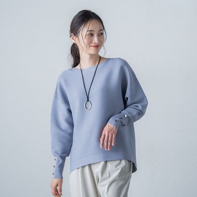 【ＷＥＢ限定】袖ボタンガーターニット≪手洗い可能≫