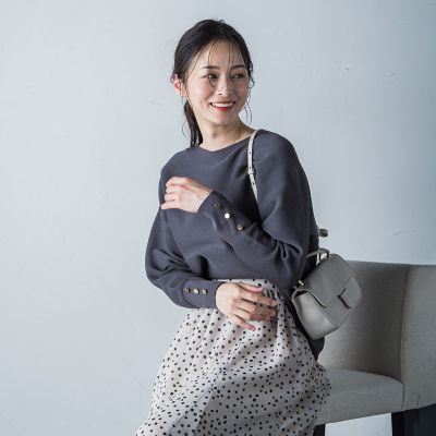 【ＷＥＢ限定】袖ボタンガーターニット≪手洗い可能≫