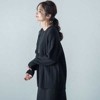 カタログ掲載】ケーブル編みニットプルオーバー≪手洗い可能