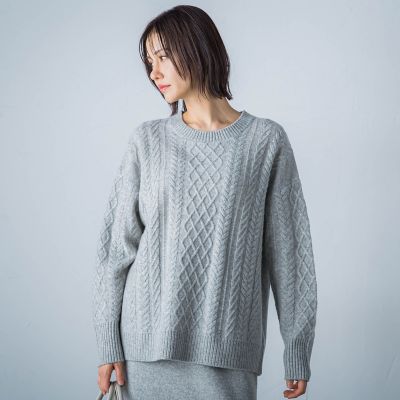 カタログ掲載】ケーブル編みニットプルオーバー≪手洗い可能