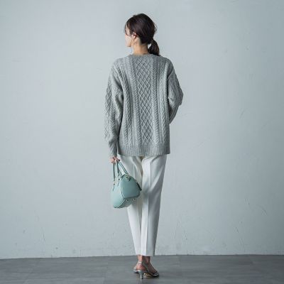 カタログ掲載】ケーブル編みニットプルオーバー≪手洗い可能