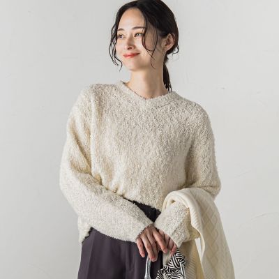 【SALE】LAUTREAMONT (Women)/ロートレアモン Vネックラメモールニットプルオーバー&#8810;手洗い可能&#8811; 02オフホワイト トップス【三越伊勢丹/公式】