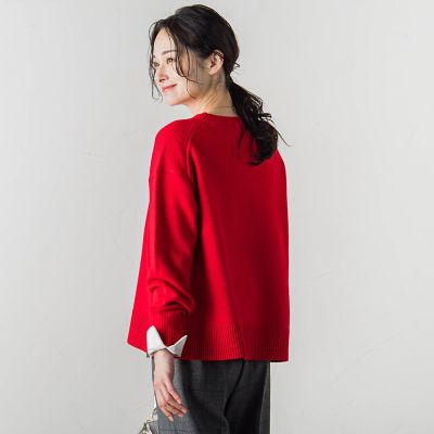 ボクシーシルエットニットプルオーバー≪ウール１００％／手洗い可能≫