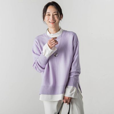 ボクシーシルエットニットプルオーバー≪ウール１００％／手洗い可能≫