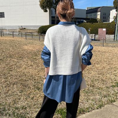 【ＷＥＢ限定】ざっくりクロップドニットベスト≪手洗い可能≫