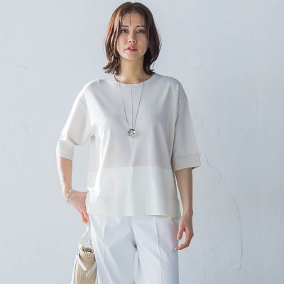 ＜LAUTREAMONT (Women)＞５分袖Ｔシャツライクニット≪手洗い可能≫