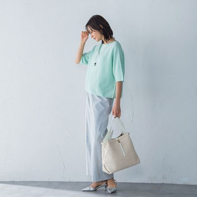 ラメ入りホールガーメントＶネックニット≪手洗い可能≫