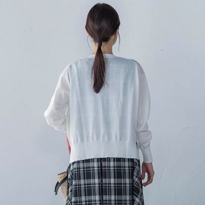 ペーパーヤーンＶネックカーディガン≪手洗い可能≫