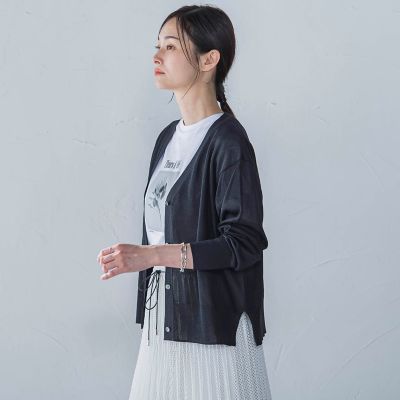 ペーパーヤーンＶネックカーディガン≪手洗い可能≫