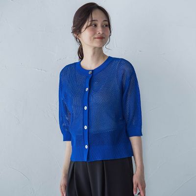 ニット セーター ドライタッチメッシュ5分袖ニット「手洗い可能」 レディース ドライタッチメッシュ5分袖ニット≪手洗い可能≫ | LAUTREAMONT