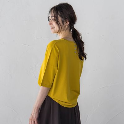 【SALE】LAUTREAMONT (Women)/ロートレアモン バックボタン5分袖ニット&#8810;手洗い可能&#8811; 08イエロー トップス【三越伊勢丹/公式】