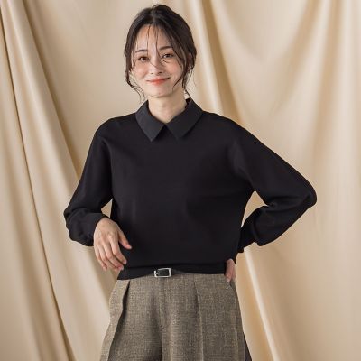 ＜LAUTREAMONT (Women)＞２ＷＡＹシャツ襟付きニットプルオーバー≪手洗い可能≫