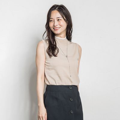 ＜LAUTREAMONT (Women)＞ノースリーブハイネックニット　≪手洗い可能≫