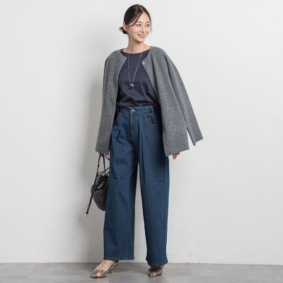 美品 ダーマコレクション レーヨン混クルーネックニットジャケット 大きいサイズ フォックス混ニットジャケット | LAUTREAMONT (Women)/ロートレアモン