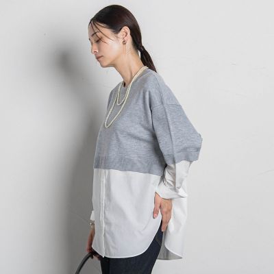 LAUTREAMONT (Women)/ロートレアモン シャツドッキングニット&#8810;洗える&#8811; 13ライトグレー×ホワイト トップス【三越伊勢丹/公式】