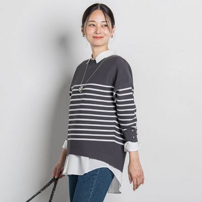 LAUTREAMONT (Women)/ロートレアモン ソデボタンガーターニット&#8810;11号あり/洗える&#8811; 40ダークグレー トップス【三越伊勢丹/公式】
