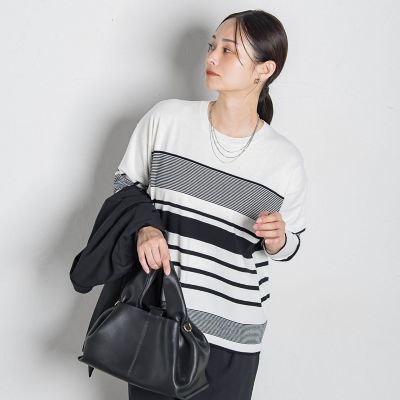 LAUTREAMONT (Women)/ロートレアモン ランダムボーダーニット&#8810;11号あり/洗える&#8811; 21ホワイト系その他 トップス【三越伊勢丹/公式】