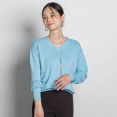 LAUTREAMONT (Women)/ロートレアモン Brisbane Vネックニットプルオーバー&#8810;11号あり&#8811; 17ライトブルー トップス【三越伊勢丹/公式】