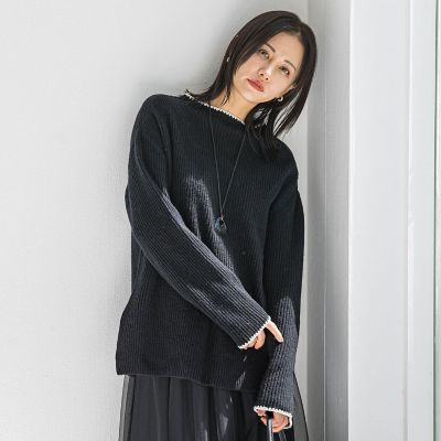 LAUTREAMONT (Women)/ロートレアモン 刺繍トリムハイネックニット&#8810;洗える&#8811; 24ブラック系その他 トップス【三越伊勢丹/公式】
