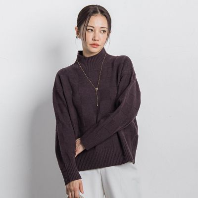 LAUTREAMONT (Women)/ロートレアモン 格子柄ハイネックニット&#8810;洗える&#8811; 10ブラウン トップス【三越伊勢丹/公式】