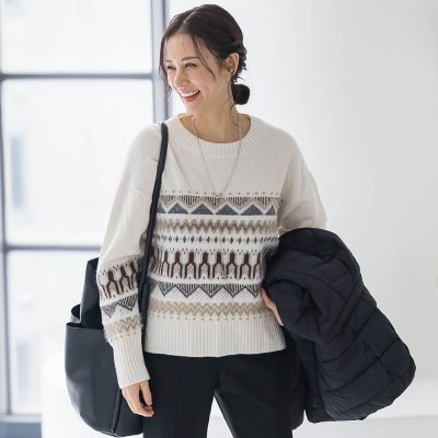 ＜LAUTREAMONT (Women)＞ノルディック柄ニット≪洗える≫