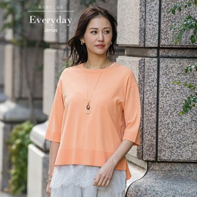 ＜LAUTREAMONT (Women)＞クルーネック五分袖ニット≪ＷＥＢ限定サイズ１１号／ＷＥＢ限定カラーあり／洗える≫