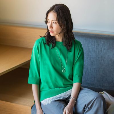 肘まで隠れるＵＶクルーネックニット≪ＷＥＢ限定サイズ１１号／ＷＥＢ限定カラーあり／洗える≫