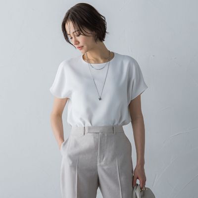 ＳＰＦバックサテンジョーゼットブラウス≪接触冷感／ＵＶ／洗濯機で洗える≫