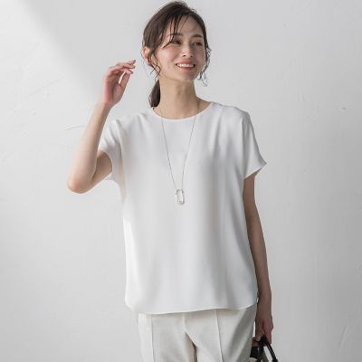 ＳＰＦバックサテンジョーゼットブラウス≪接触冷感／ＵＶ／洗濯機で洗える≫