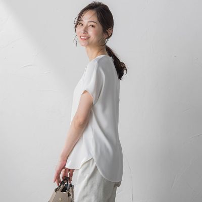 ＳＰＦバックサテンジョーゼットブラウス≪接触冷感／ＵＶ／洗濯機で洗える≫