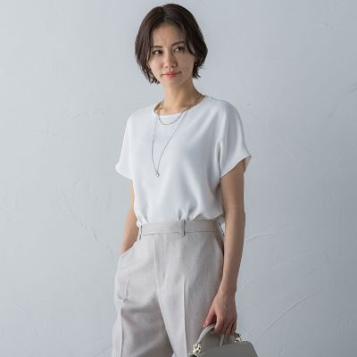 ＳＰＦバックサテンジョーゼットブラウス≪接触冷感／ＵＶ／洗濯機で洗える≫