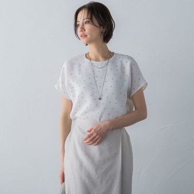 ＜LAUTREAMONT (Women)＞ＳＰＦバックサテンジョーゼットブラウス≪接触冷感／ＵＶ／洗濯機で洗える≫