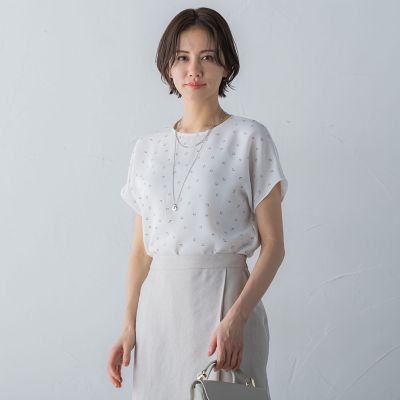 ＳＰＦバックサテンジョーゼットブラウス≪接触冷感／ＵＶ／洗濯機で洗える≫