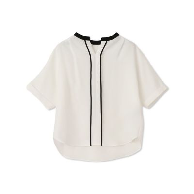 ストレッチツイルキーネックブラウス