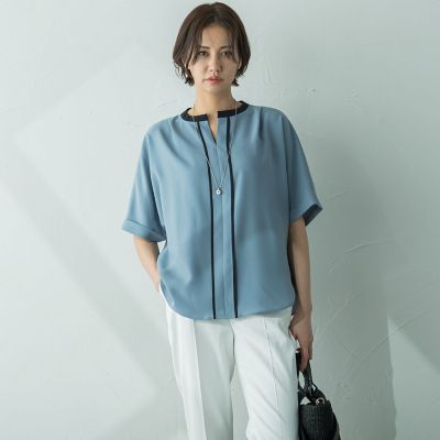 ＜LAUTREAMONT (Women)＞ストレッチツイルキーネックブラウス