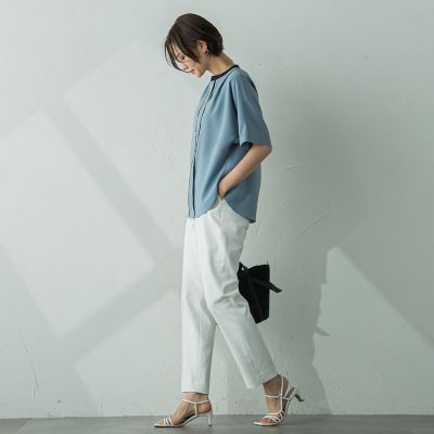 ストレッチツイルキーネックブラウス