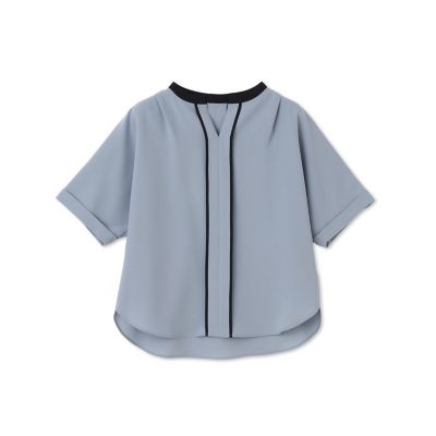 ストレッチツイルキーネックブラウス
