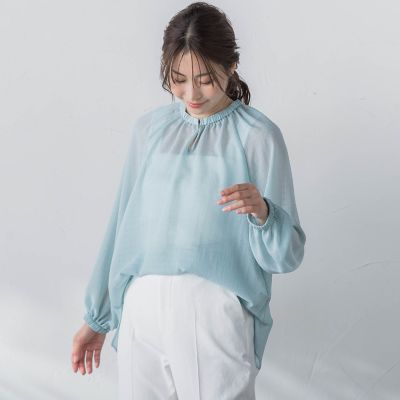 ＜LAUTREAMONT (Women)＞【ＷＥＢ限定】【１１号あり】シアーサッカーブラウス≪洗濯機で洗える≫