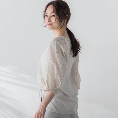 【ＷＥＢ限定】【３サイズ】ローンレース切り替えブラウス≪洗濯機で洗える≫