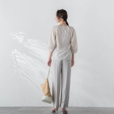【ＷＥＢ限定】【３サイズ】ローンレース切り替えブラウス≪洗濯機で洗える≫