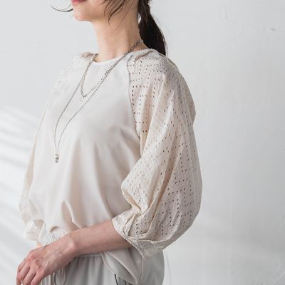 【ＷＥＢ限定】【３サイズ】ローンレース切り替えブラウス≪洗濯機で洗える≫