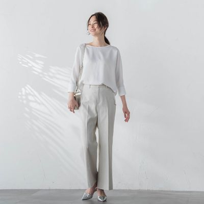 【ＷＥＢ限定】【３サイズ】配色ステッチアムンゼンブラウス≪ＵＶ／透け防止／接触冷感／洗濯機で洗える≫