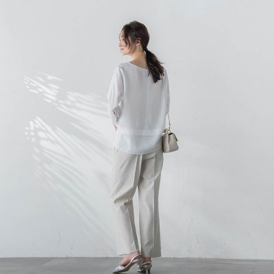 【ＷＥＢ限定】【３サイズ】配色ステッチアムンゼンブラウス≪ＵＶ／透け防止／接触冷感／洗濯機で洗える≫